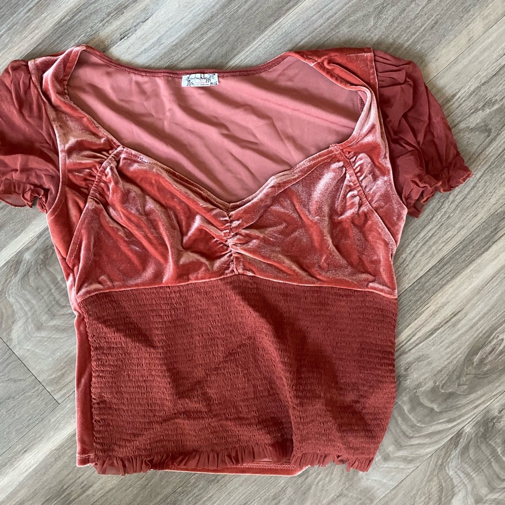 Free People rouched velvet top